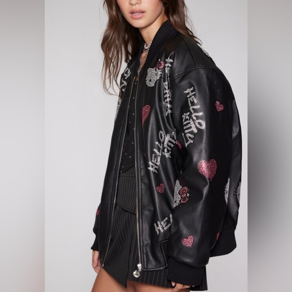 Women's Black and Pink Embellished Jacket